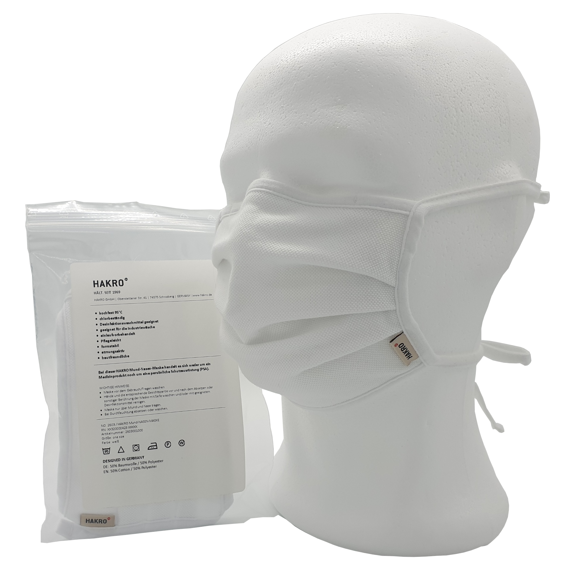 HAKRO® Mund-Nasen-Maske, 2-lagig, 50%BW/50%PL