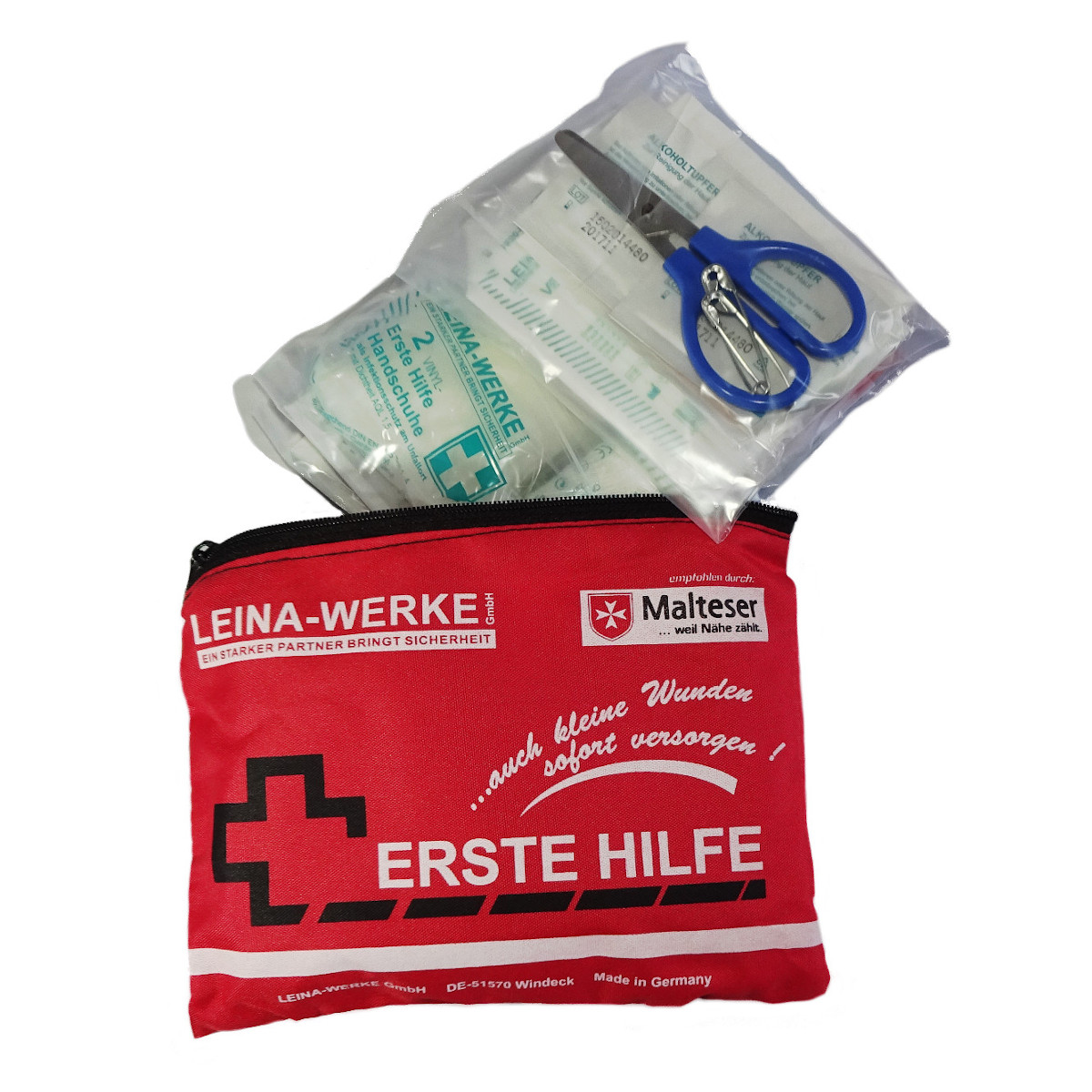 Erste-Hilfe-Set, 24-teilig, Nylon, rot, offen