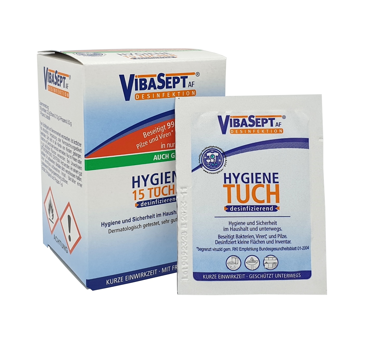 Vibasept Hygientücher, 10 Stück, einzeln verpackt, Einzeln