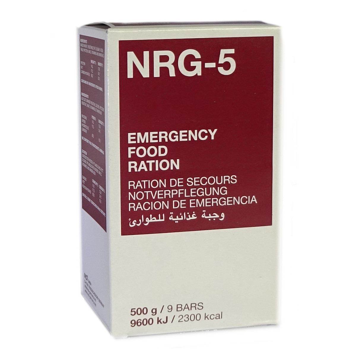 Notration NRG-5 - 500g Packung, 9 Riegel, Verpackung
