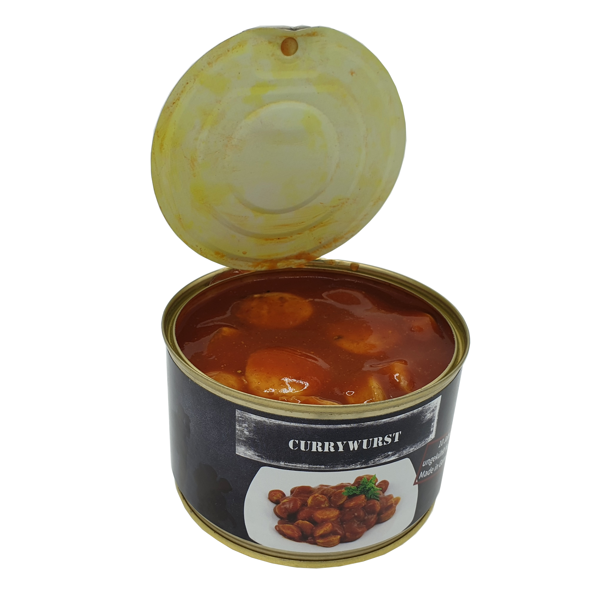 Currywurst, Vollkonserve, 10 Jahre haltbar, Inhalt