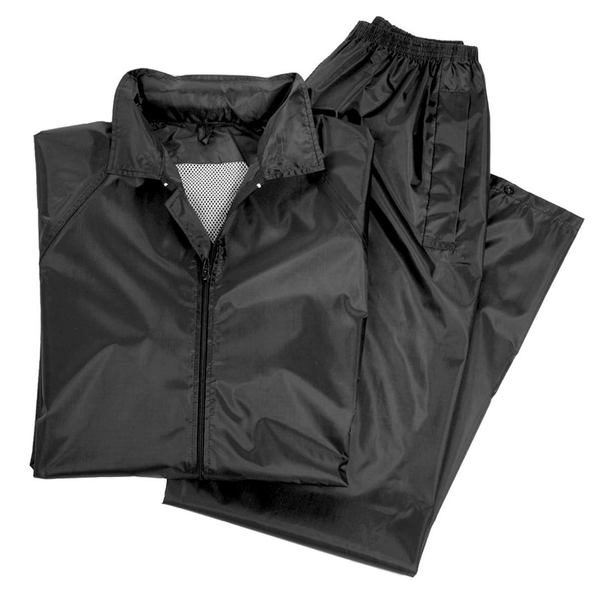 Regenanzug, 2-Teilig, schwarz, Hose und Jacke 2