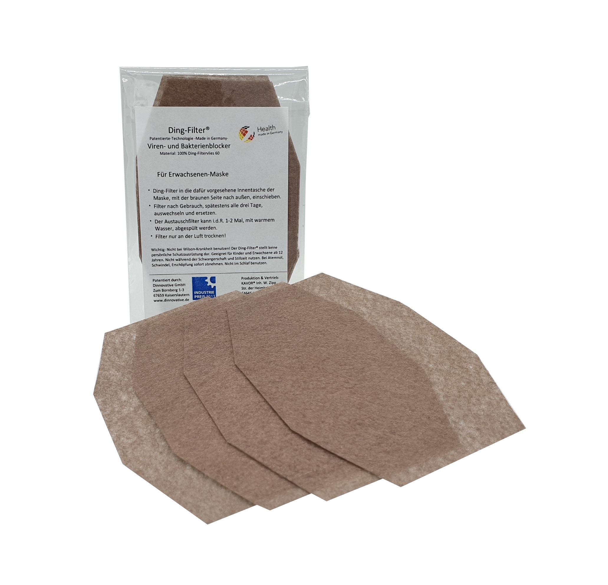 Ersatz Ding-Filter Typ 60, Verpackung und Inhalt