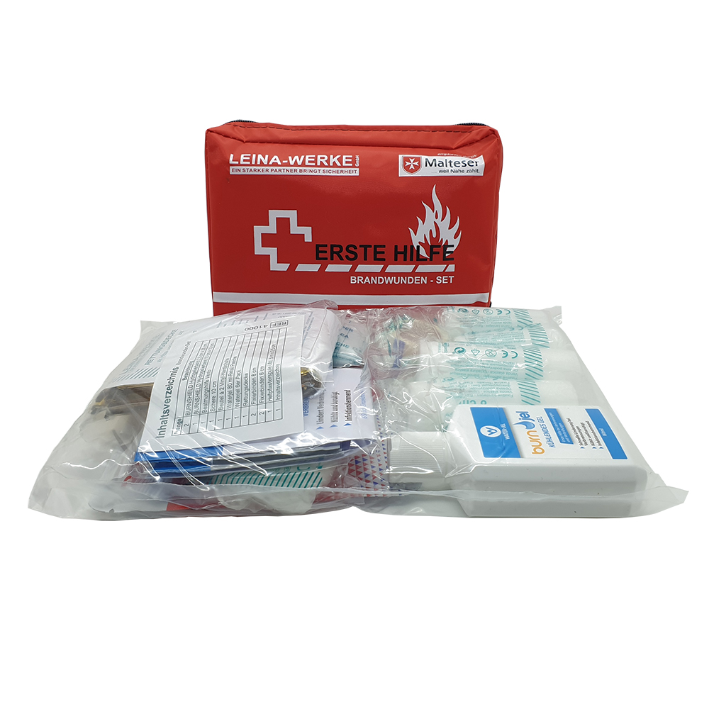 Erste-Hilfe-Brandwunden-Set, Verbandtasche und Folienbeutel
