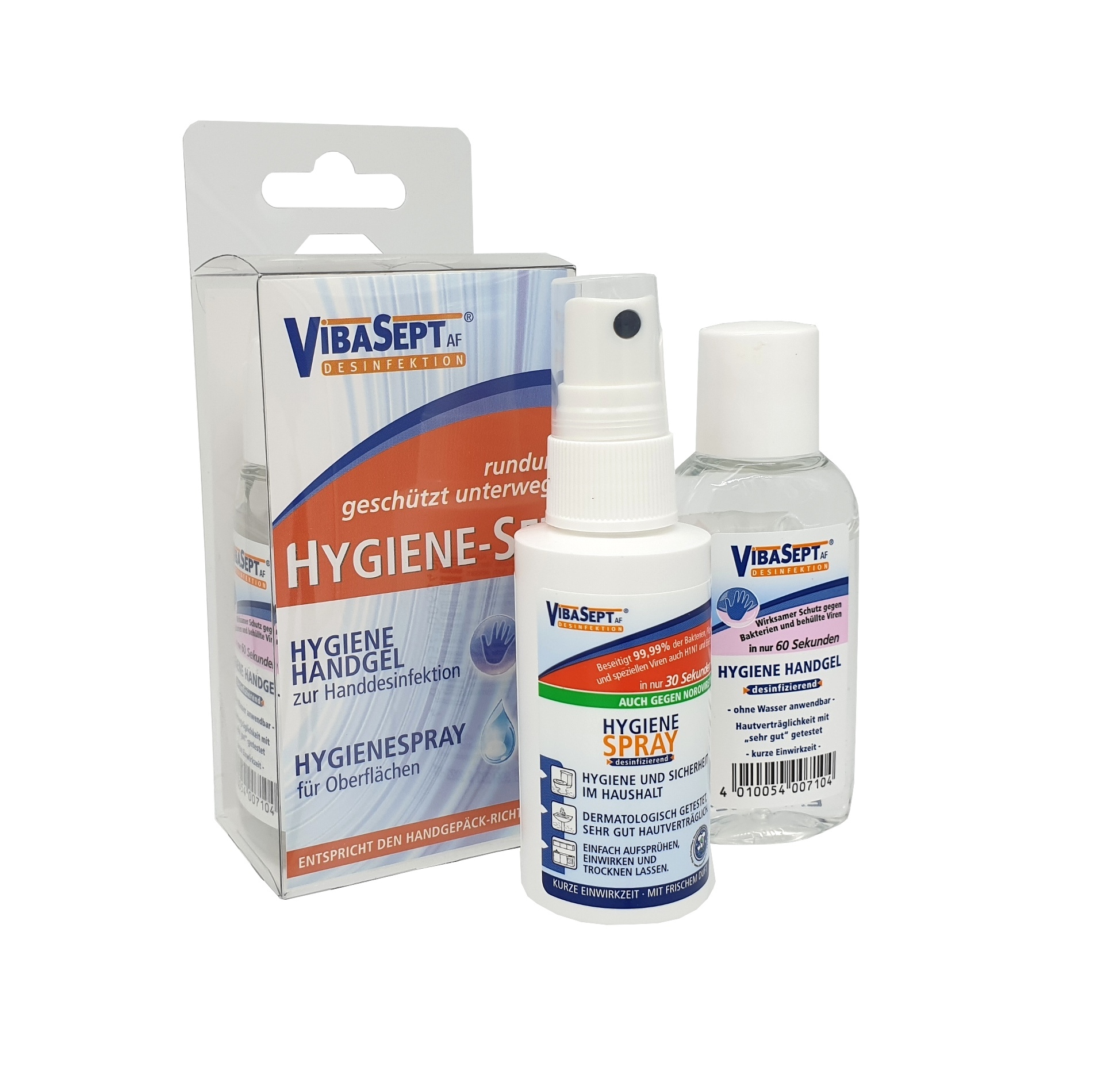 Vibasept Mobiles Hygiene-Set, 2-teilig, tranparente Faltschachtel, Offen