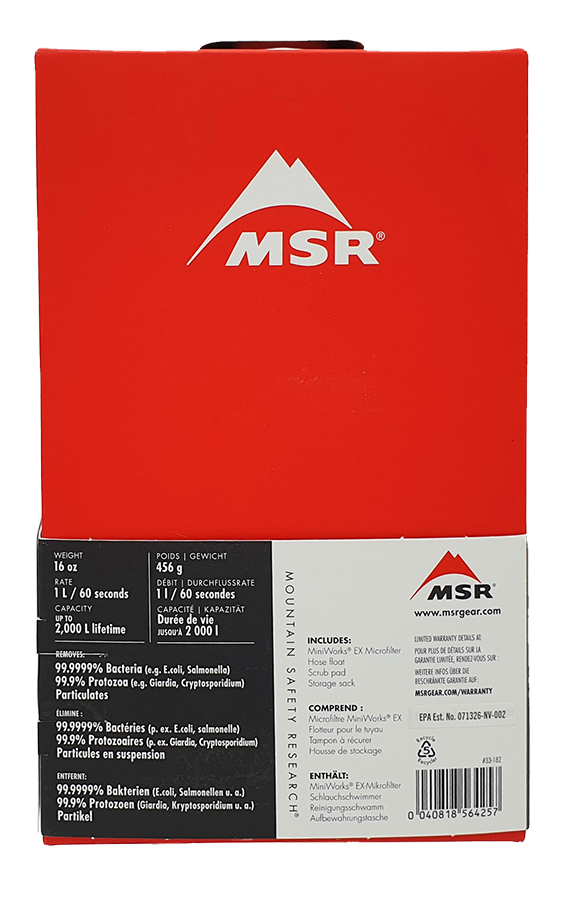 MSR Miniworks EX - Trinkwasserfilter - Verpackung Rückseite