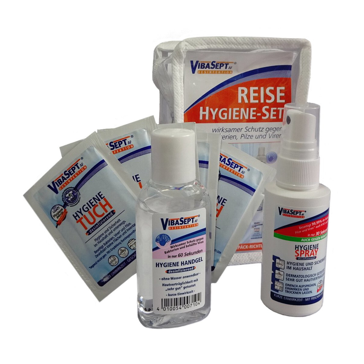 Vibasept Reise-Hygiene-Set, 7-teilig, Übersicht