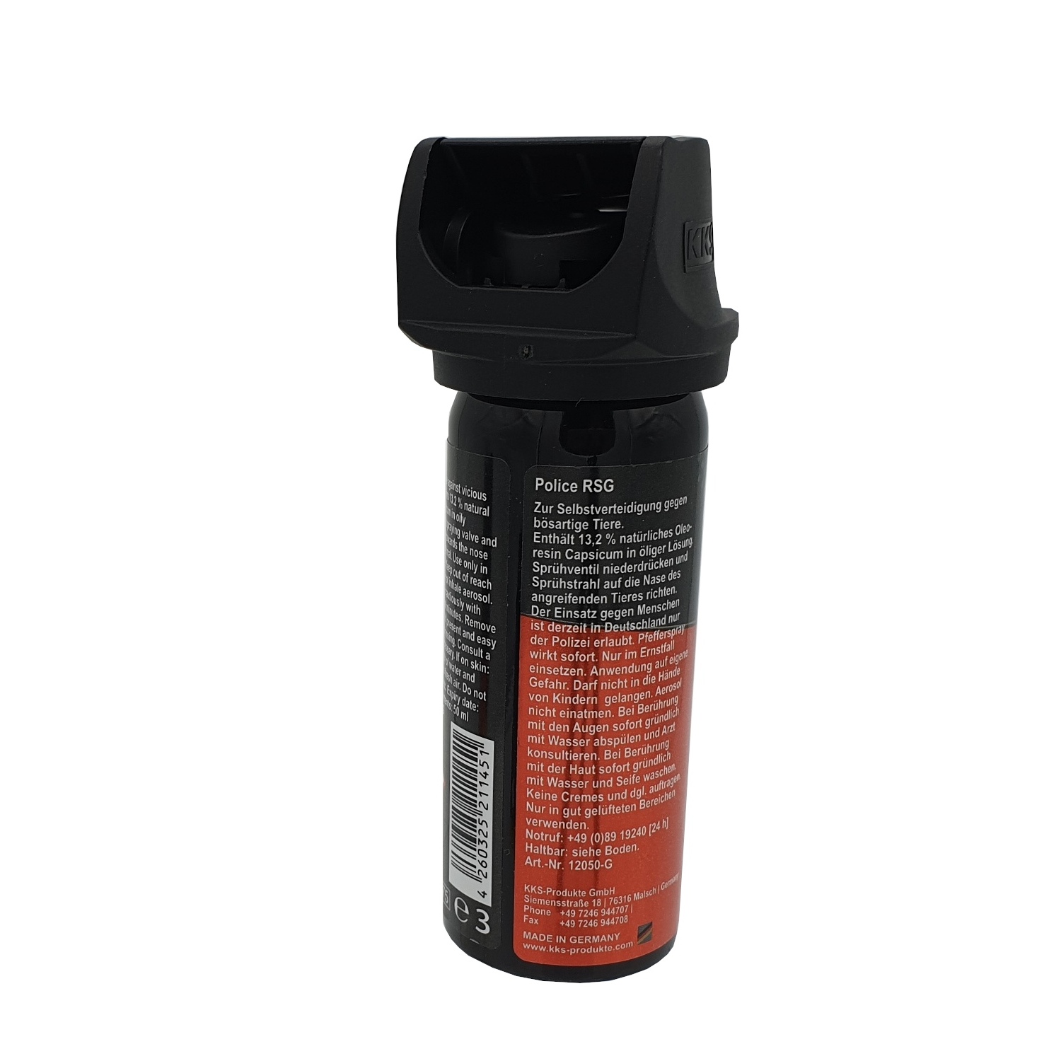 Pfeffer-Spray, Gel, 50 ml, RSG-Police, Rückseite 2
