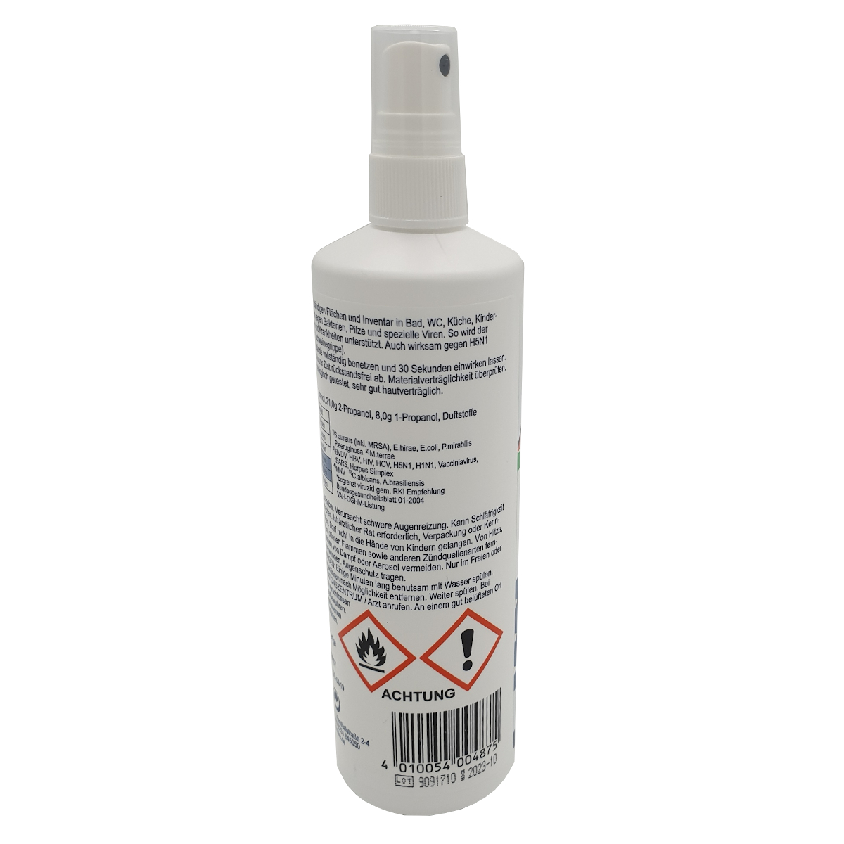Vibasept Hygienespray, 250ml, Pumpflasche, Rückseite