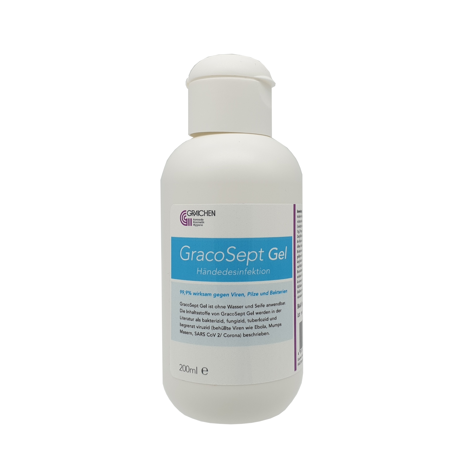 Gracosept Hand-Desinfektionsgel, 200ml, Vorderansicht 2