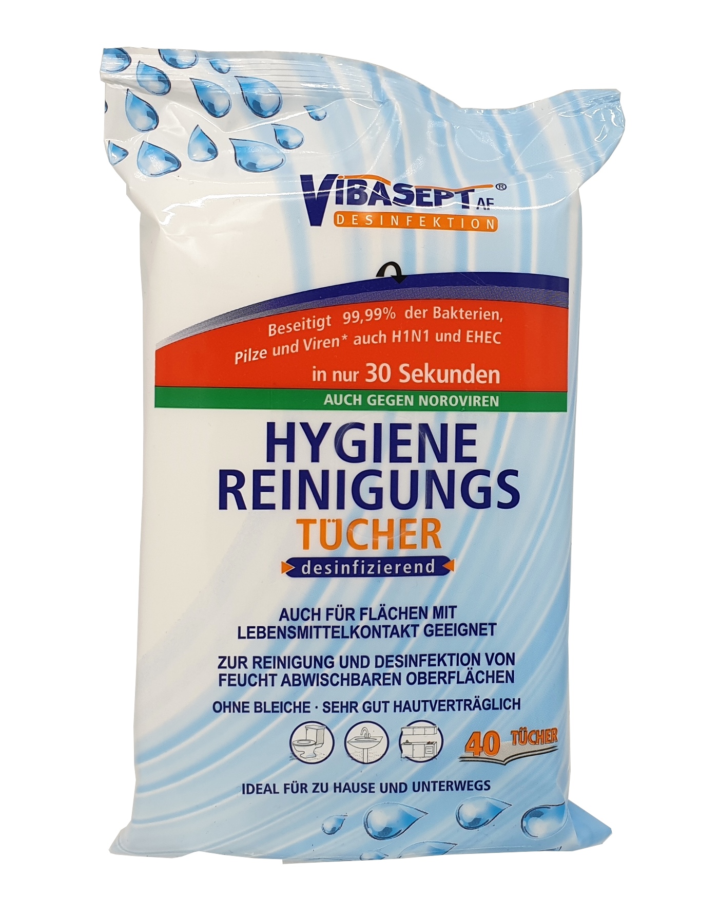 Vibasept Hygiene Reinigungstücher, desinfizierend, Vorderseite