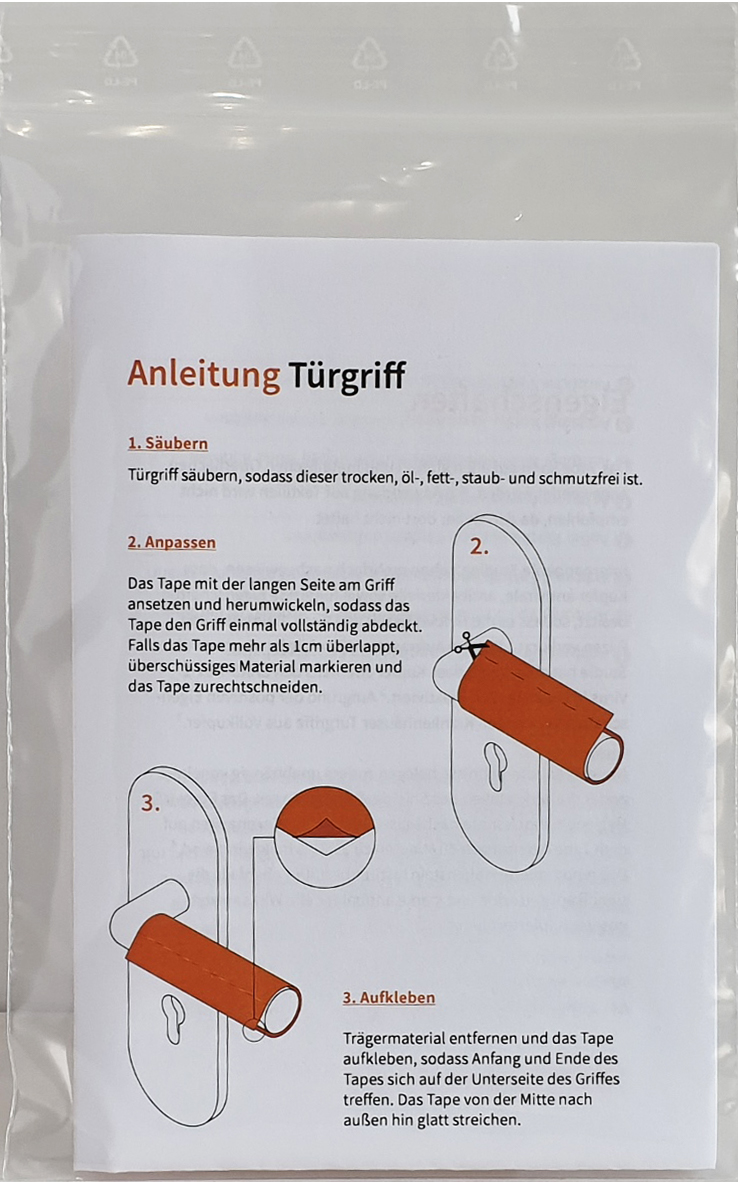 Shieldex antivirales Kupfer-Tape gegen Viren auf Türklinken - Verpackung