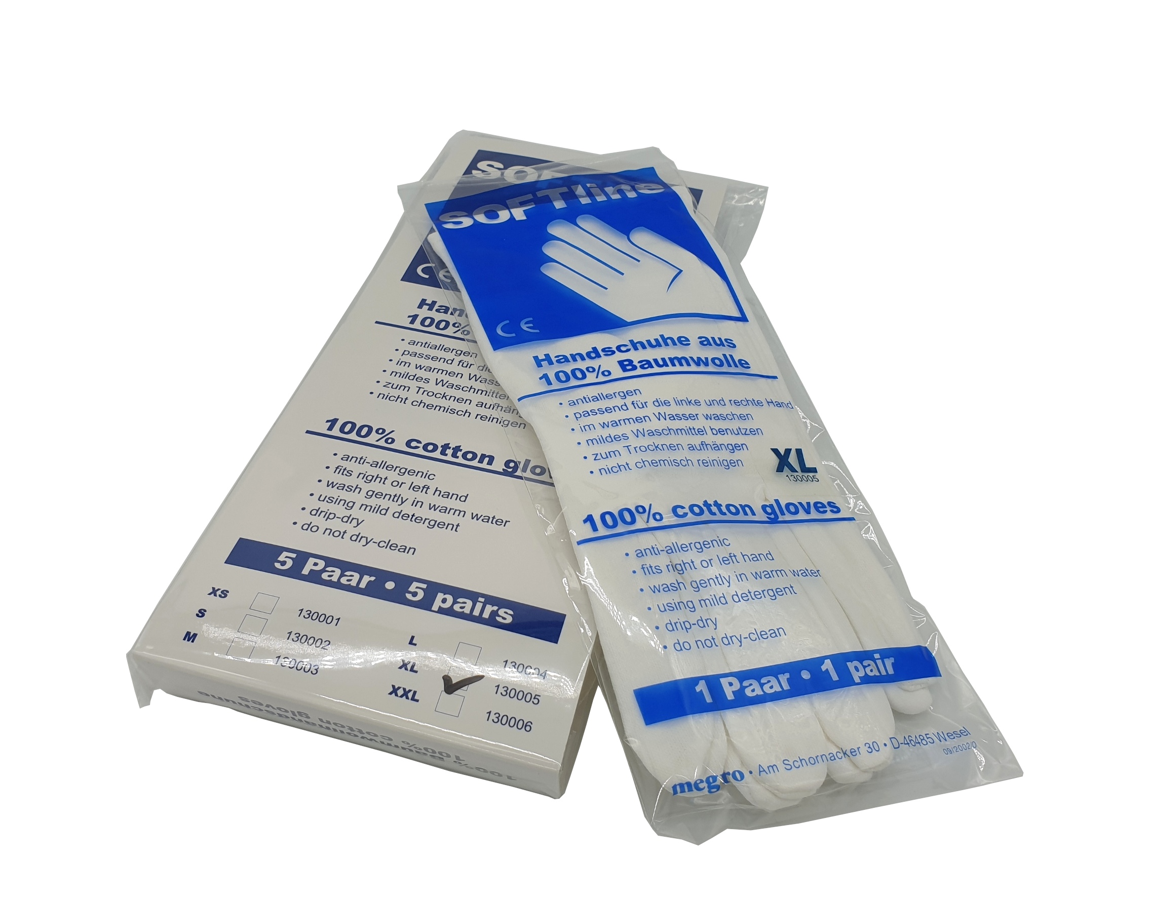 Baumwoll-Handschuhe 100%, 5er Pack, Packung