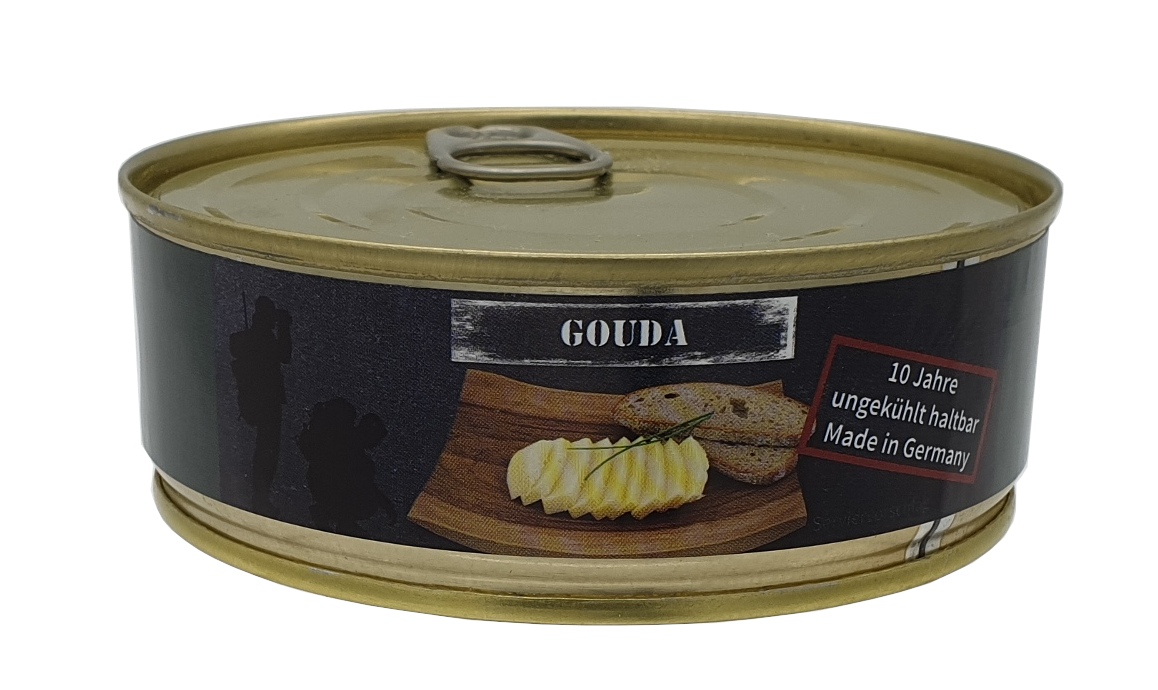 Gouda Vollkonserve, ungekühlt 10 Jahre haltbar, Konserve 2