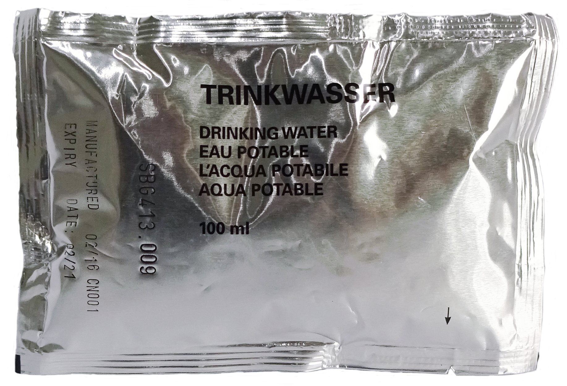 BW Trinkwasser Konserve, 5x100ml, Vorderseite