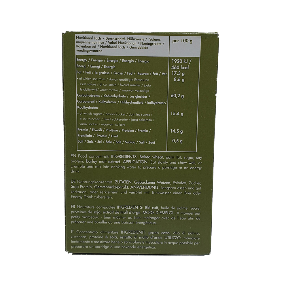 Notration NRG-M - 250g Packung, 4 Riegel, Rückseite