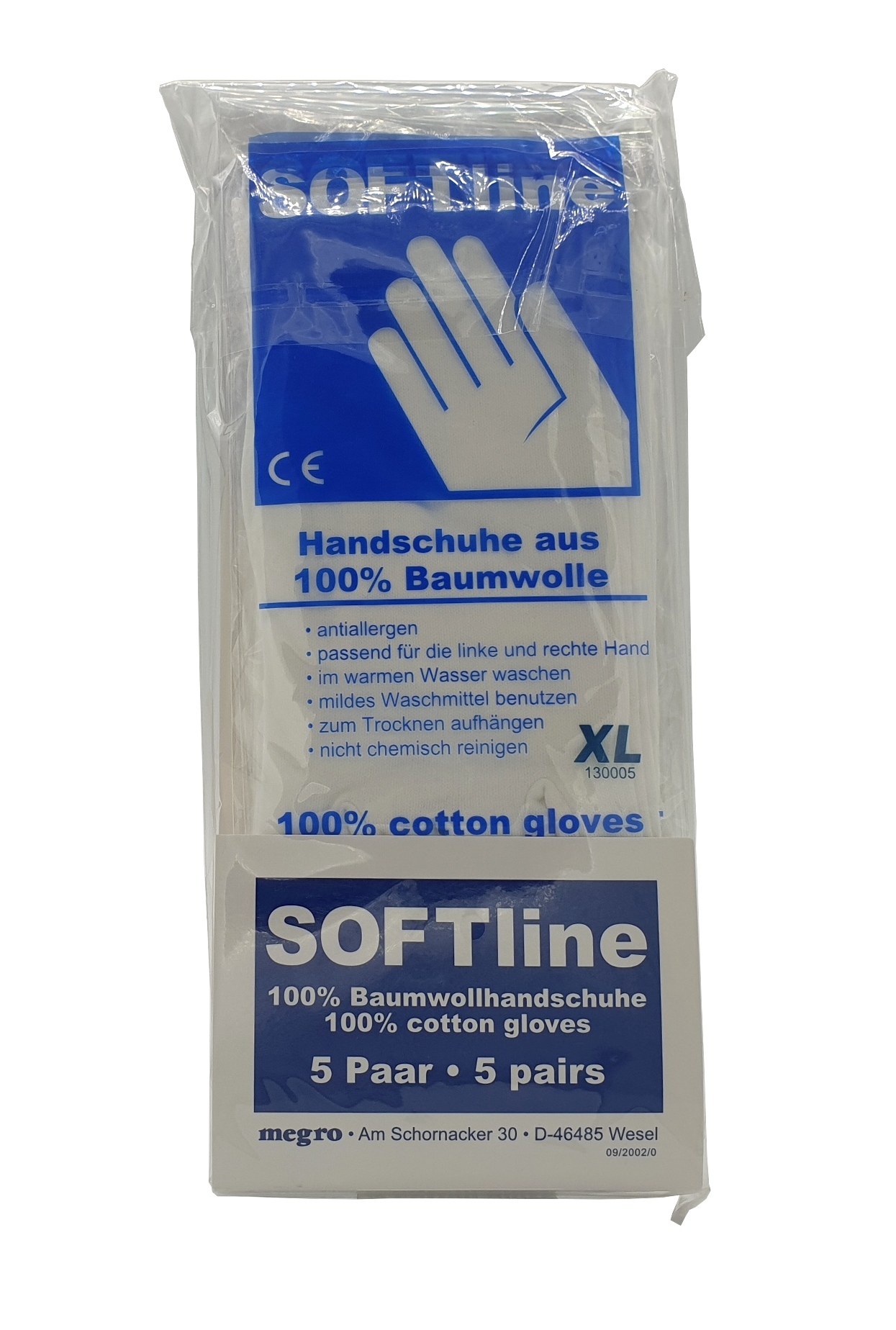 Baumwoll-Handschuhe 100%, 5er Pack, Vorderseite